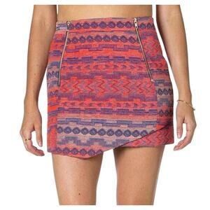 Y2K Miss Me Fire Stitch Tapestry Mini Skirt - Size Small